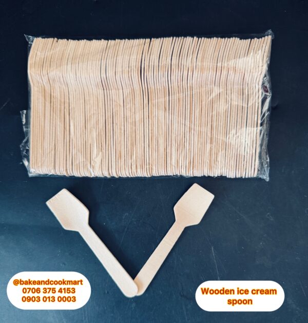 Wooden ice cream spoon